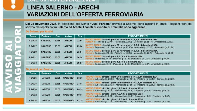 Per le Luci d’Artista 2024/2025 corse aggiuntive della metropolitana