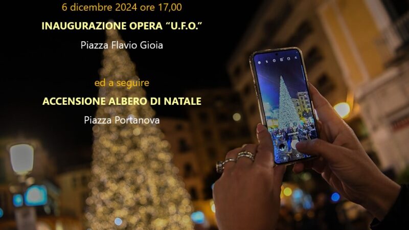 Ultime inaugurazioni Luci d’Artista Salerno: 6 dicembre 2024 Albero di Natale ed opera luminosa U.F.O.