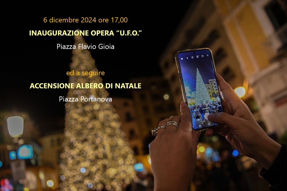 Ultime inaugurazioni Luci d’Artista Salerno: 6 dicembre 2024 Albero di Natale ed opera luminosa U.F.O.